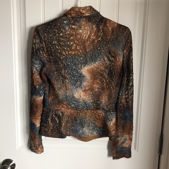 Fabulous vintage Joseph Ribkoff fitted metallic sheen zipped light jacket - Picture 5 of 9